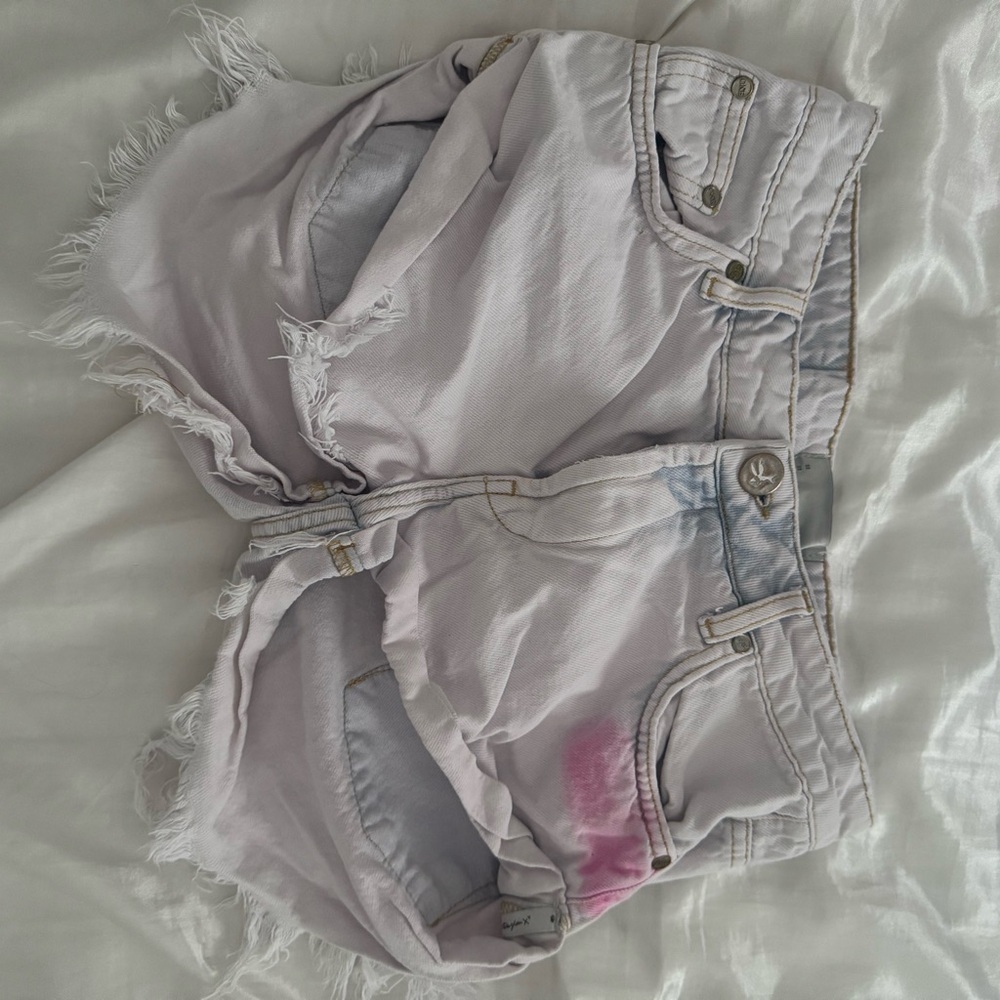One Teaspoon Pastel Pink Distressed Jean Shorts